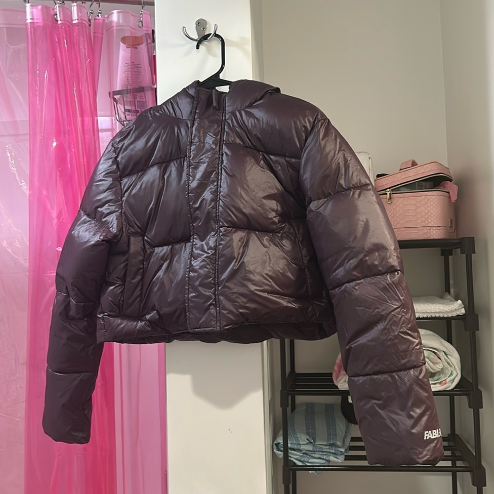 Plum Puffer Cropped Jacket